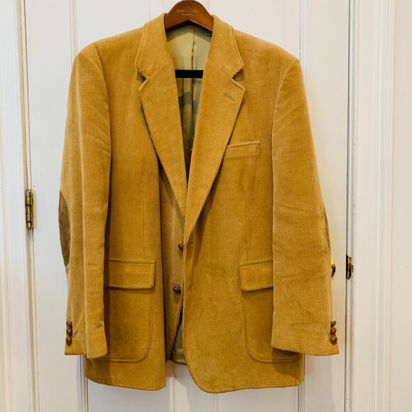 Garrison Park Men's 44 R Vintage Tan Brown Corduroy Blazer W/ Elbow Patches - Picture 14 of 16